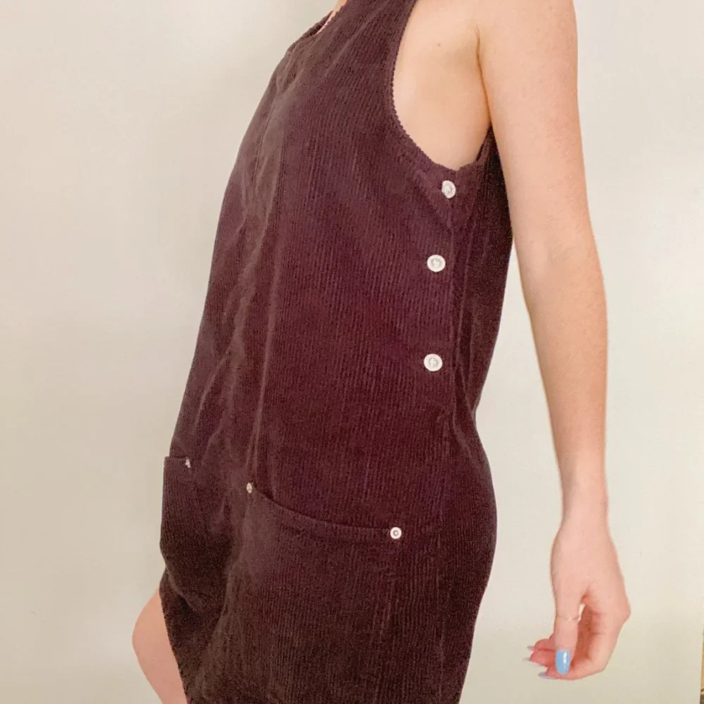 Vintage 90s Ki-Ko-Mo Black Corduroy Mini Dress - Picture 4 of 8